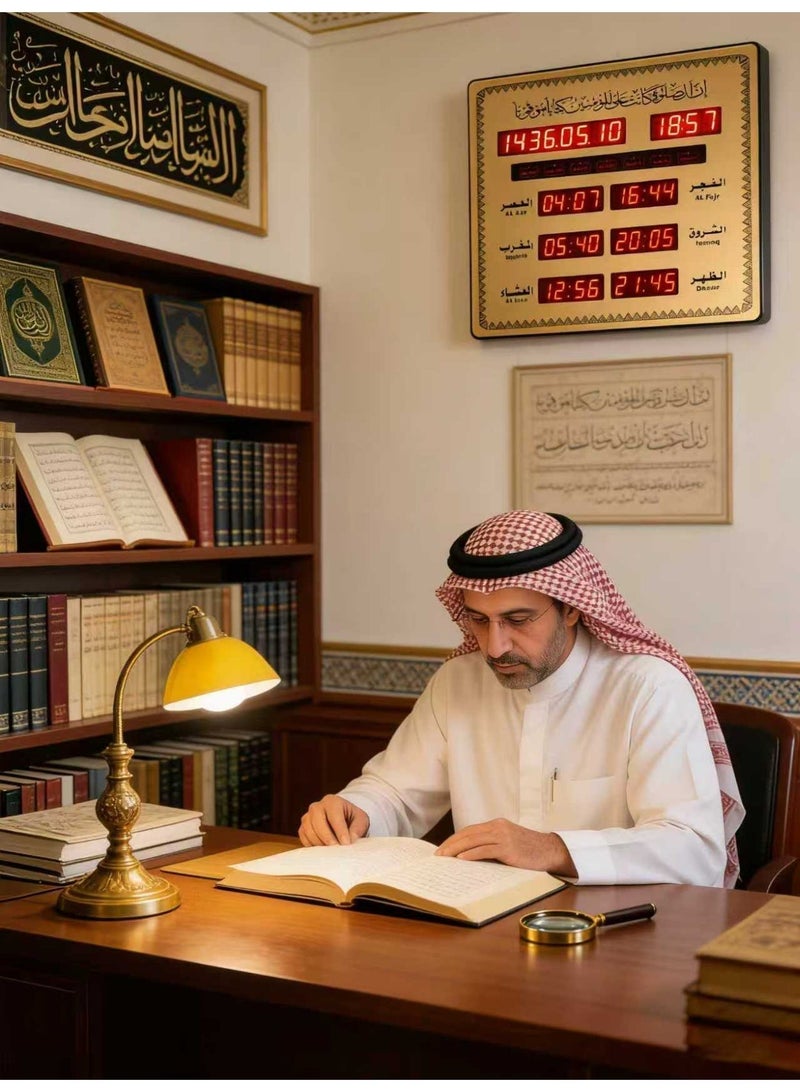 Crony Azan Prayer Clock, Digital LED Wall-Mounted AZAN Clock for Muslims - Reminder of Prayer Times with Islamic Calendar, Prayer Alarm Clock, Suitable for Home, Office, Mosque - Arabic Prayer Call 23x5x25cm - Image 3